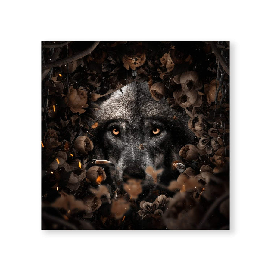 Floral Wolf Canvas Art Clock Canvas