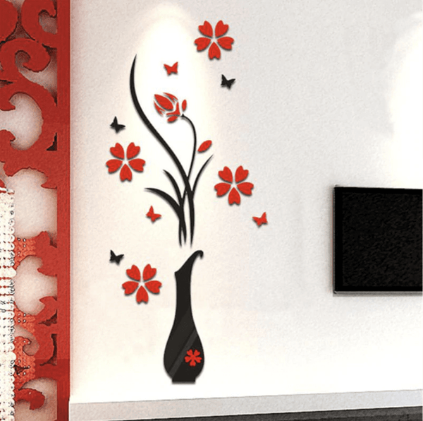Floret Wall Sticker Clock Canvas