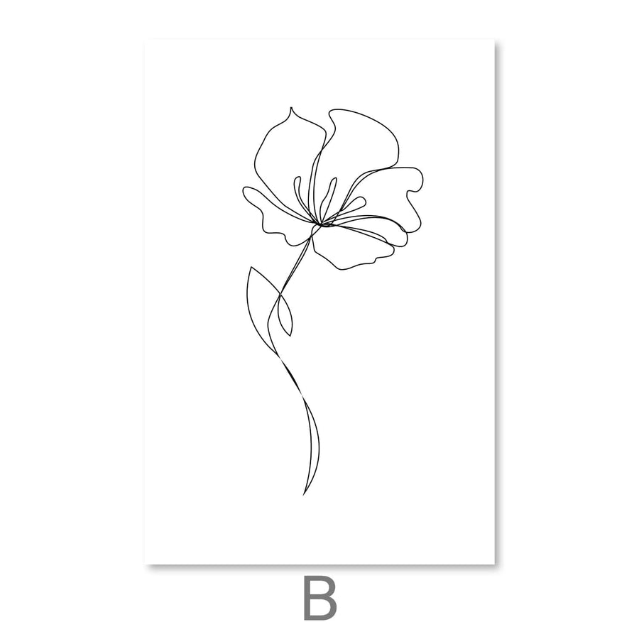 Flower Lines Canvas Art Clock Canvas