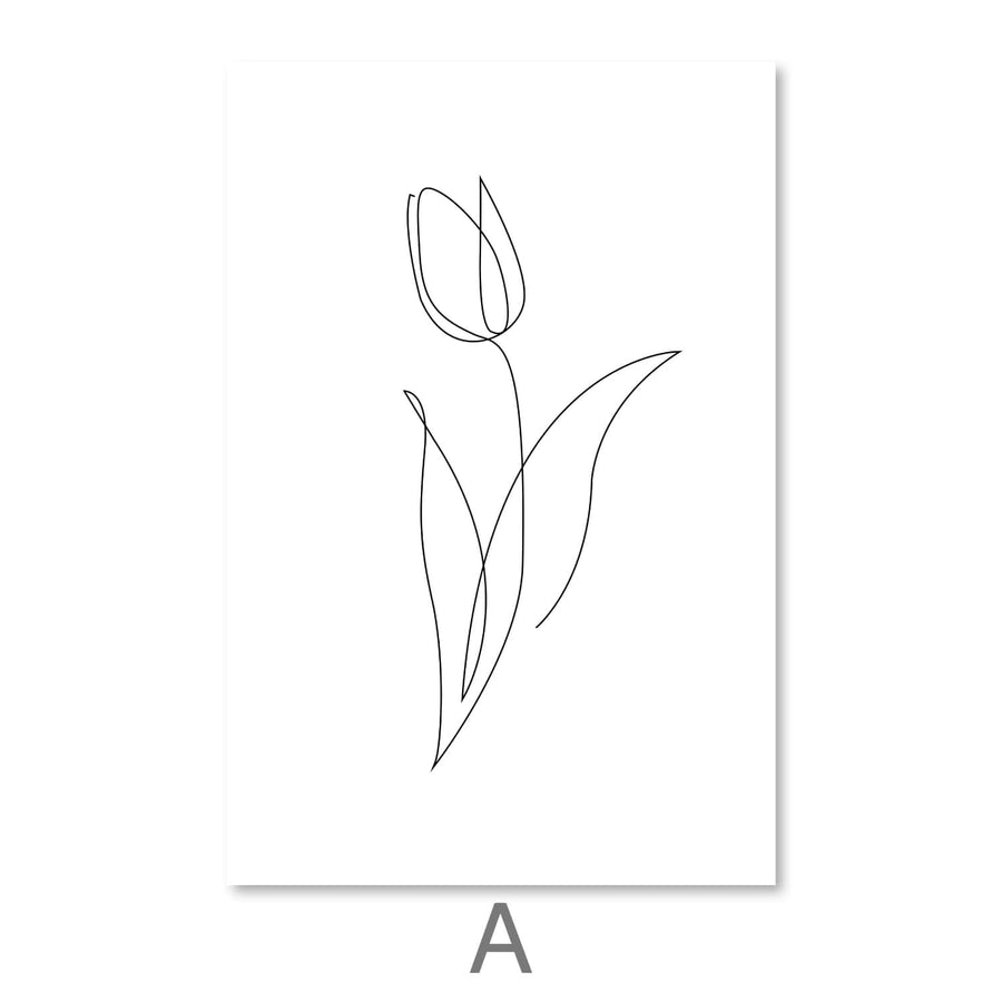 Flower Lines Canvas Art Clock Canvas