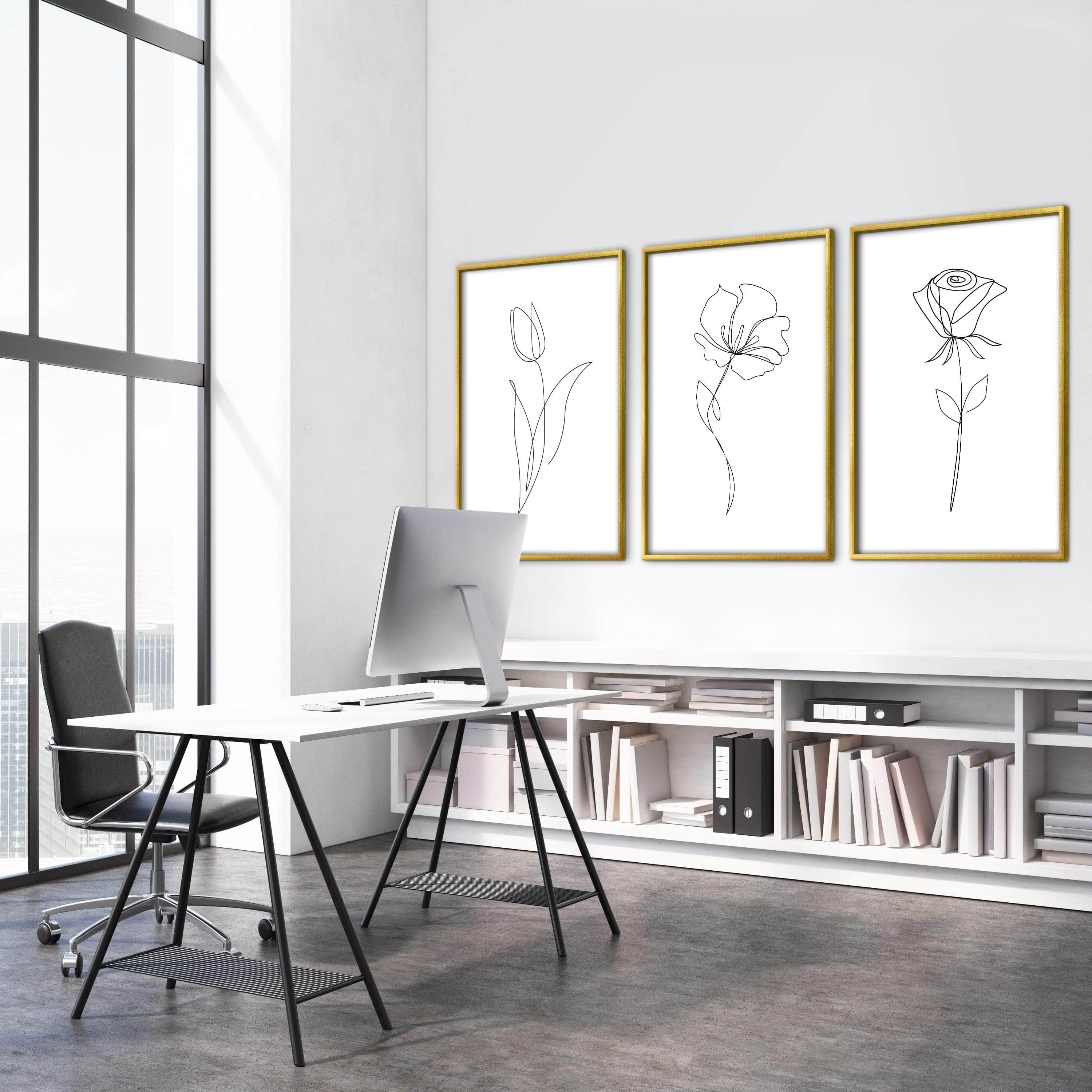 Flower Lines Canvas Art Clock Canvas