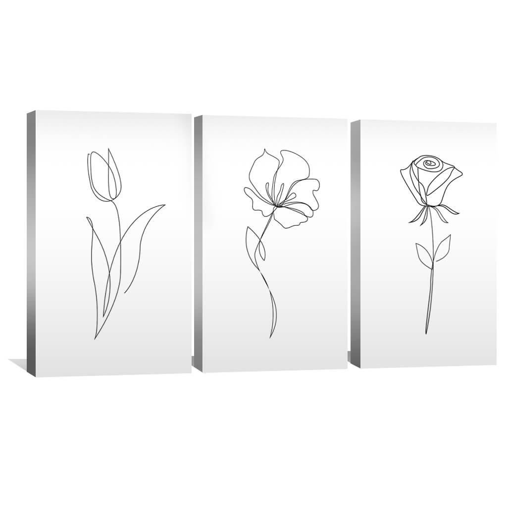 Flower Lines Canvas Art Clock Canvas