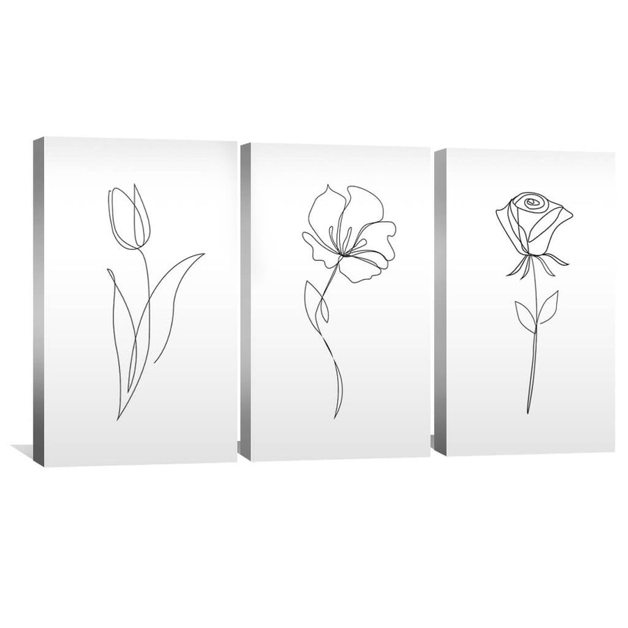 Flower Lines Canvas Art Clock Canvas