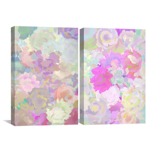 Flower Motif Canvas Art Set of 2 / 40 x 60cm / Unframed Canvas Print Clock Canvas