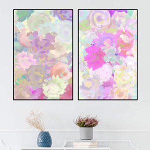Flower Motif Canvas Art Set of 2 / 40 x 50cm / No Board - Canvas Print Only Clock Canvas