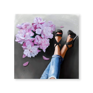 Flowers and Heels Canvas Art Clock Canvas