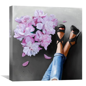 Flowers and Heels Canvas Art Clock Canvas