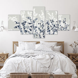 Flowers In The Wind Canvas - 5 Panel Art 5 Panel / Large / Standard Gallery Wrap Clock Canvas