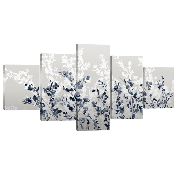 Flowers In The Wind Canvas - 5 Panel Art Clock Canvas