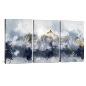 Foggy Mountain Canvas Art Set of 3 / 30 x 45cm / Unframed Canvas Print Clock Canvas