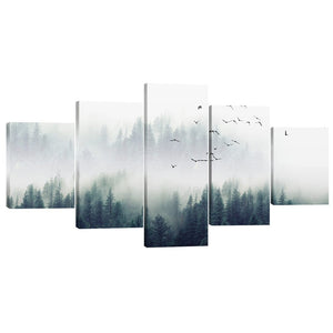 Forest Landscape Canvas - 5 Panel Art Clock Canvas