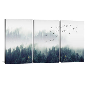 Forest Landscape Canvas Art Set of 3 / 40 x 60cm / Unframed Canvas Print Clock Canvas