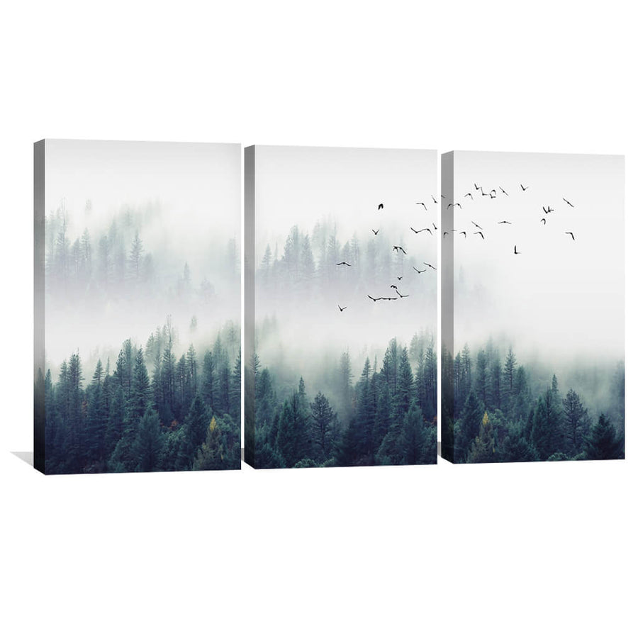 Forest Landscape Canvas Art Set of 3 / 40 x 60cm / Unframed Canvas Print Clock Canvas