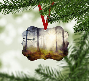 Forest Rays Ornament Christmas Ornament Victorian 10.8 x 8cm Clock Canvas