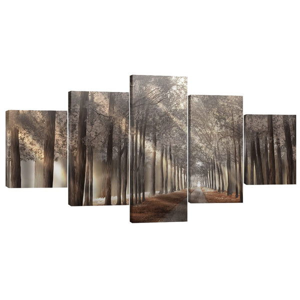 Forest Strolls Canvas - 5 Panel Art Clock Canvas