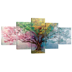 Four Seasons Canvas - 5 Panel Art 5 Panel / Large / Standard Gallery Wrap Clock Canvas