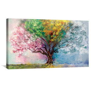 Four Seasons Canvas Art 50 x 25cm / Unframed Canvas Print Clock Canvas
