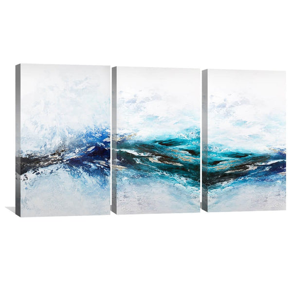 Frozen Ocean Canvas Art Set of 3 / 30 x 45cm / Unframed Canvas Print Clock Canvas