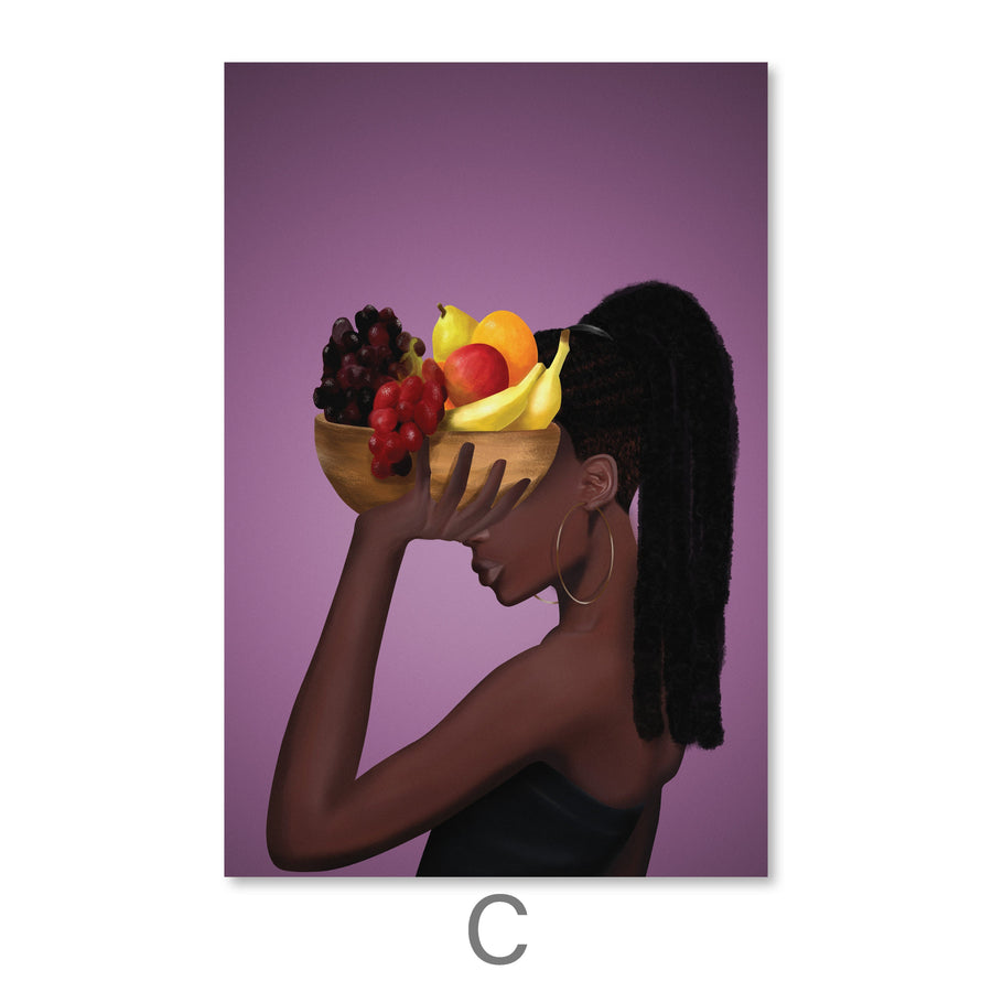 Fruit Bowl Woman Canvas Art C / 40 x 50cm / No Board - Canvas Print Only Clock Canvas
