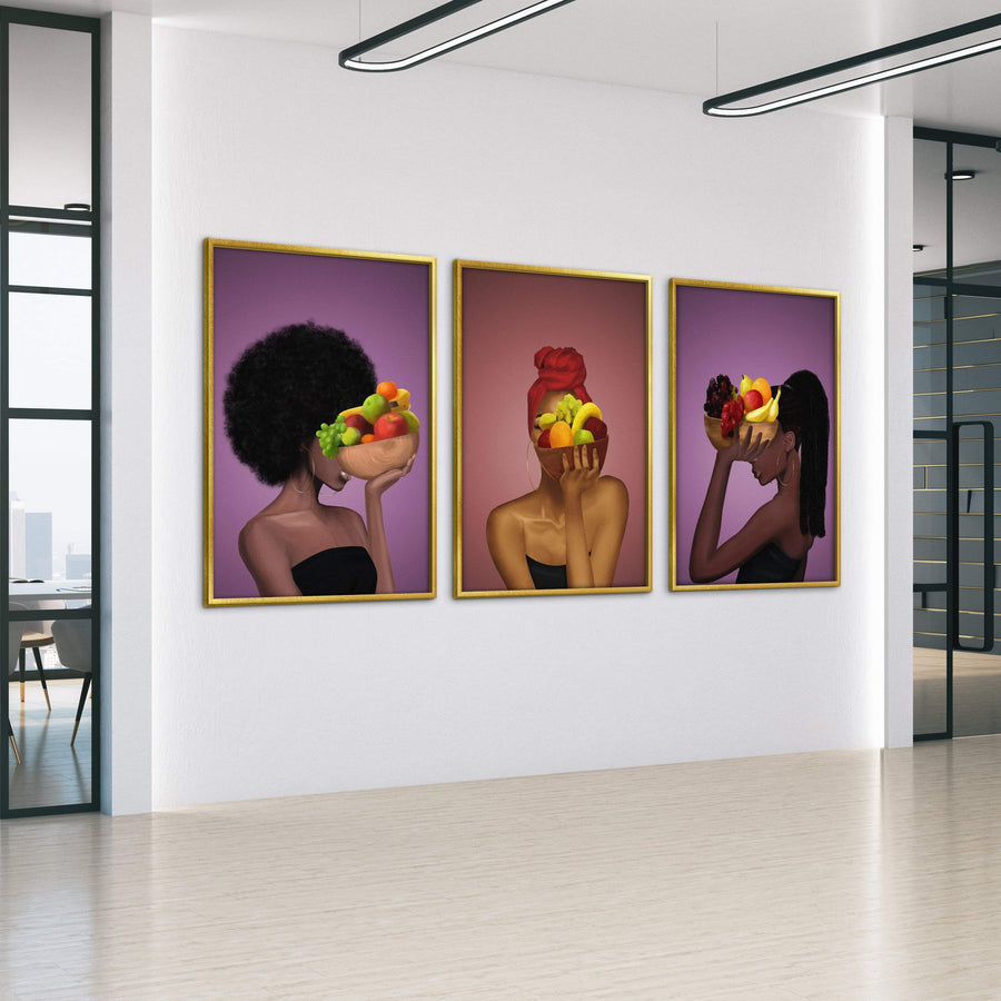 Fruit Bowl Woman Canvas Art Clock Canvas