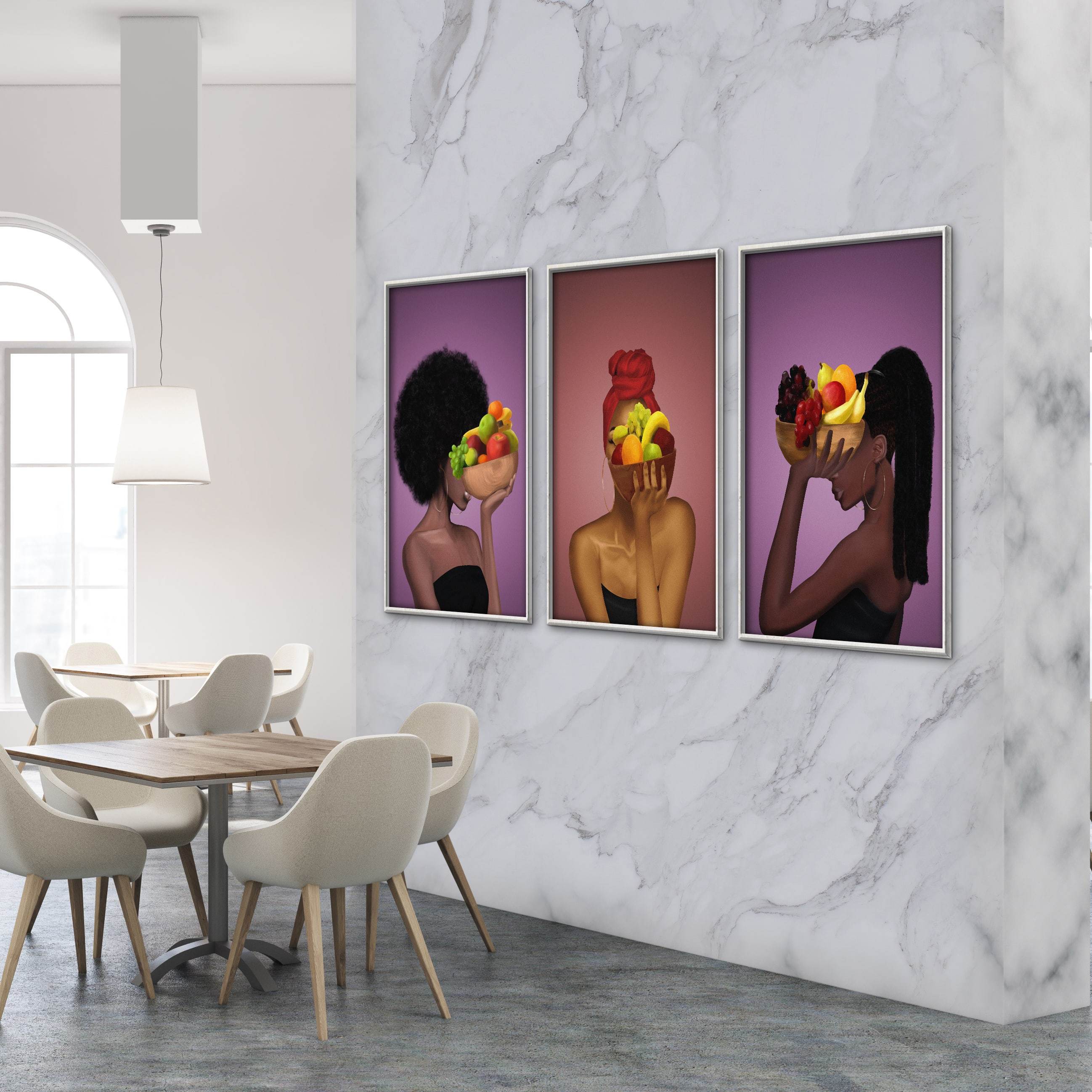 Fruit Bowl Woman Canvas Art Clock Canvas