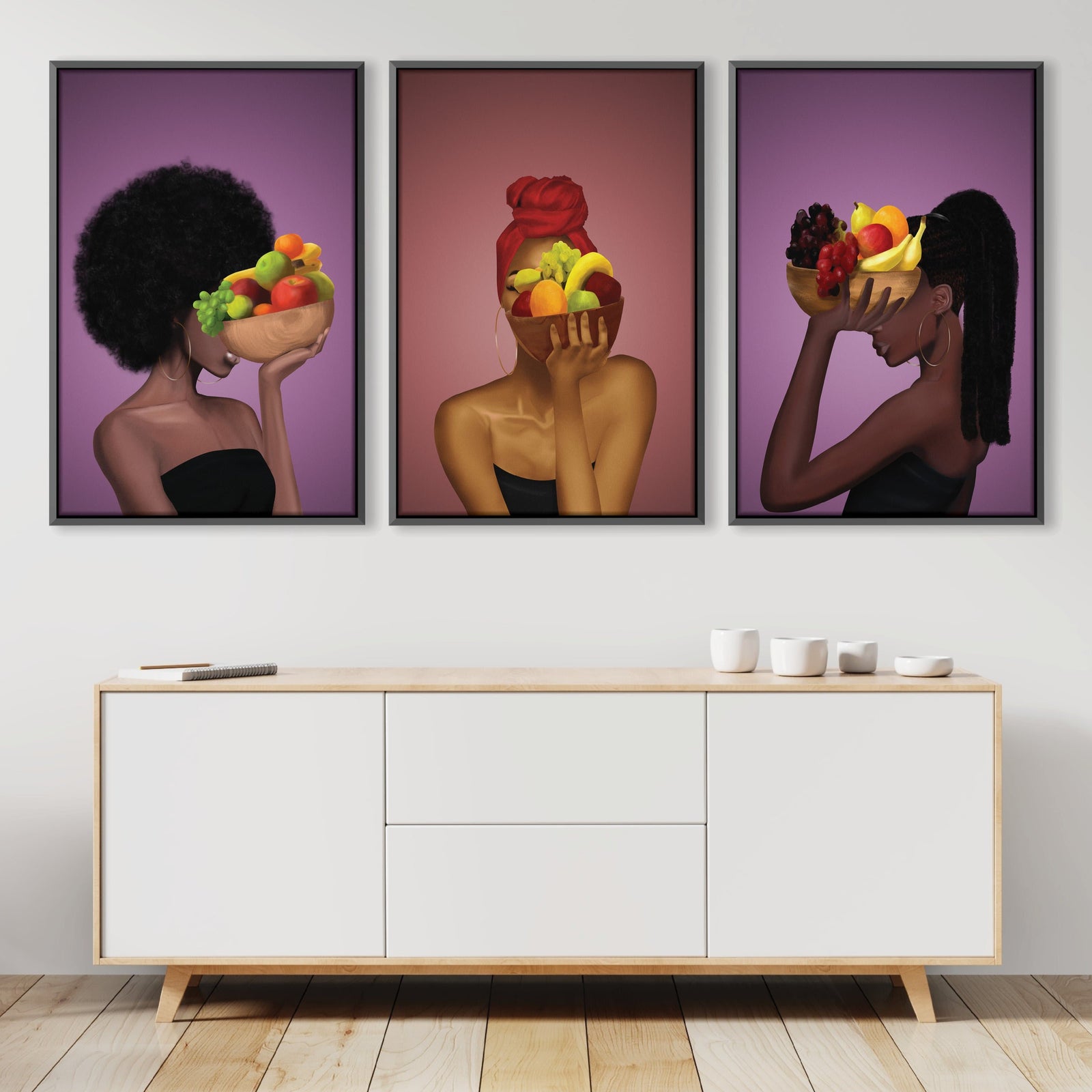 Fruit Bowl Woman Canvas Art Clock Canvas