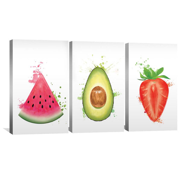 Fruity Delight Canvas Art Set of 3 / 30 x 45cm / Unframed Canvas Print Clock Canvas