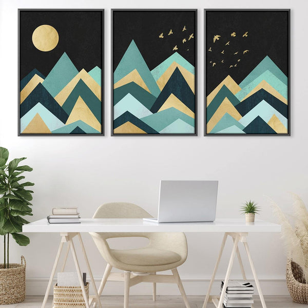 Full Moon and Mountains Canvas Art Clock Canvas