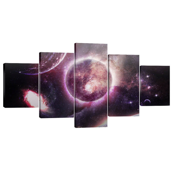Galaxy Planet Canvas - 5 Panel Art Clock Canvas