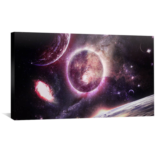 Galaxy Planet Canvas Art 50 x 25cm / Unframed Canvas Print Clock Canvas