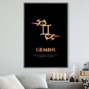 Gemini - Gold Canvas Art Clock Canvas