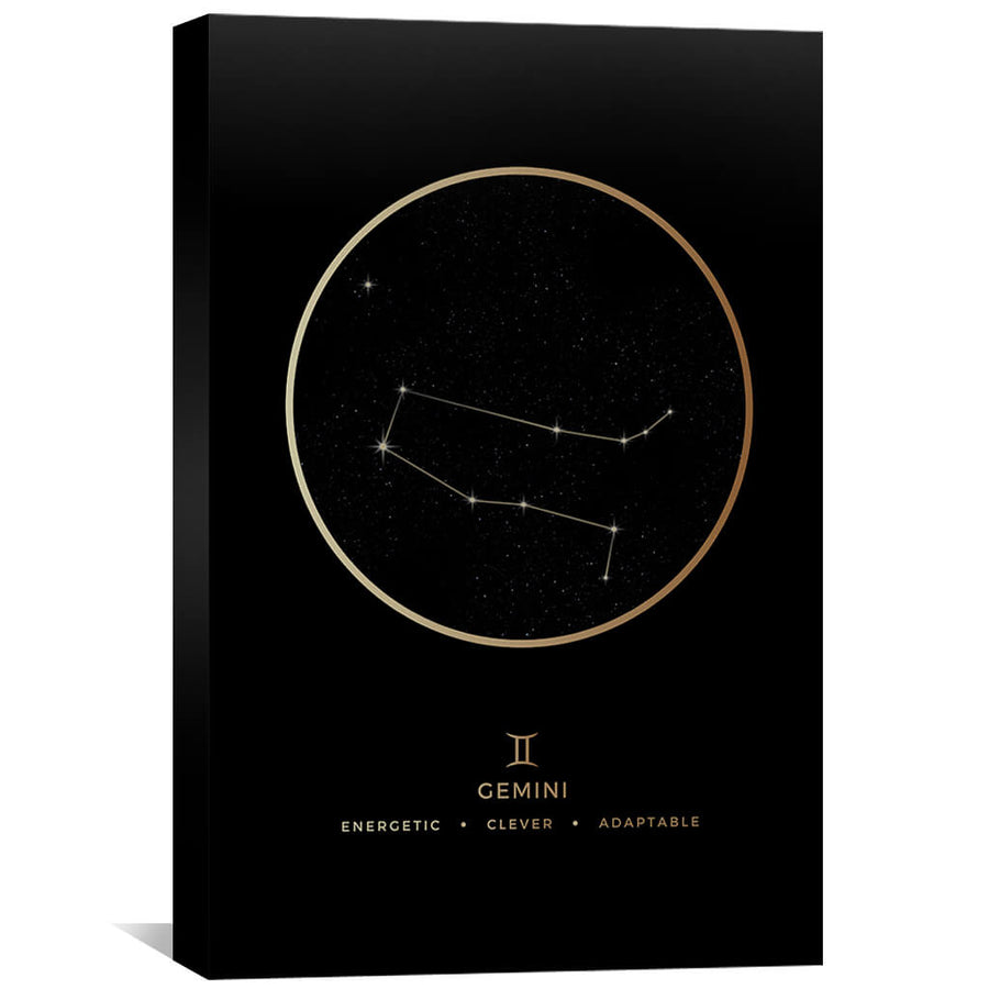 Gemini Traits Gold Canvas Art 40 x 60cm / Unframed Canvas Print Clock Canvas