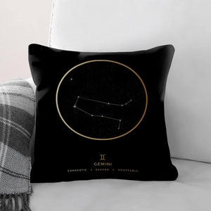 Gemini Traits Gold Cushion Cushion Cushion Square Clock Canvas