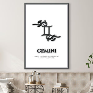 Gemini - White Canvas Art Clock Canvas