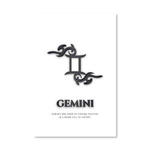 Gemini - White Canvas Art Clock Canvas