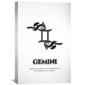 Gemini - White Canvas Art 30 x 45cm / Unframed Canvas Print Clock Canvas