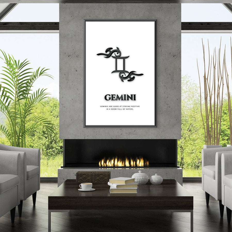 Gemini - White Clock Canvas