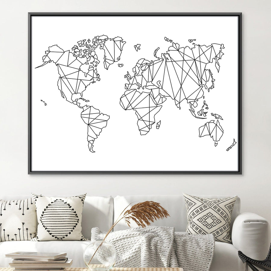 Geometric World Map Canvas Art Clock Canvas