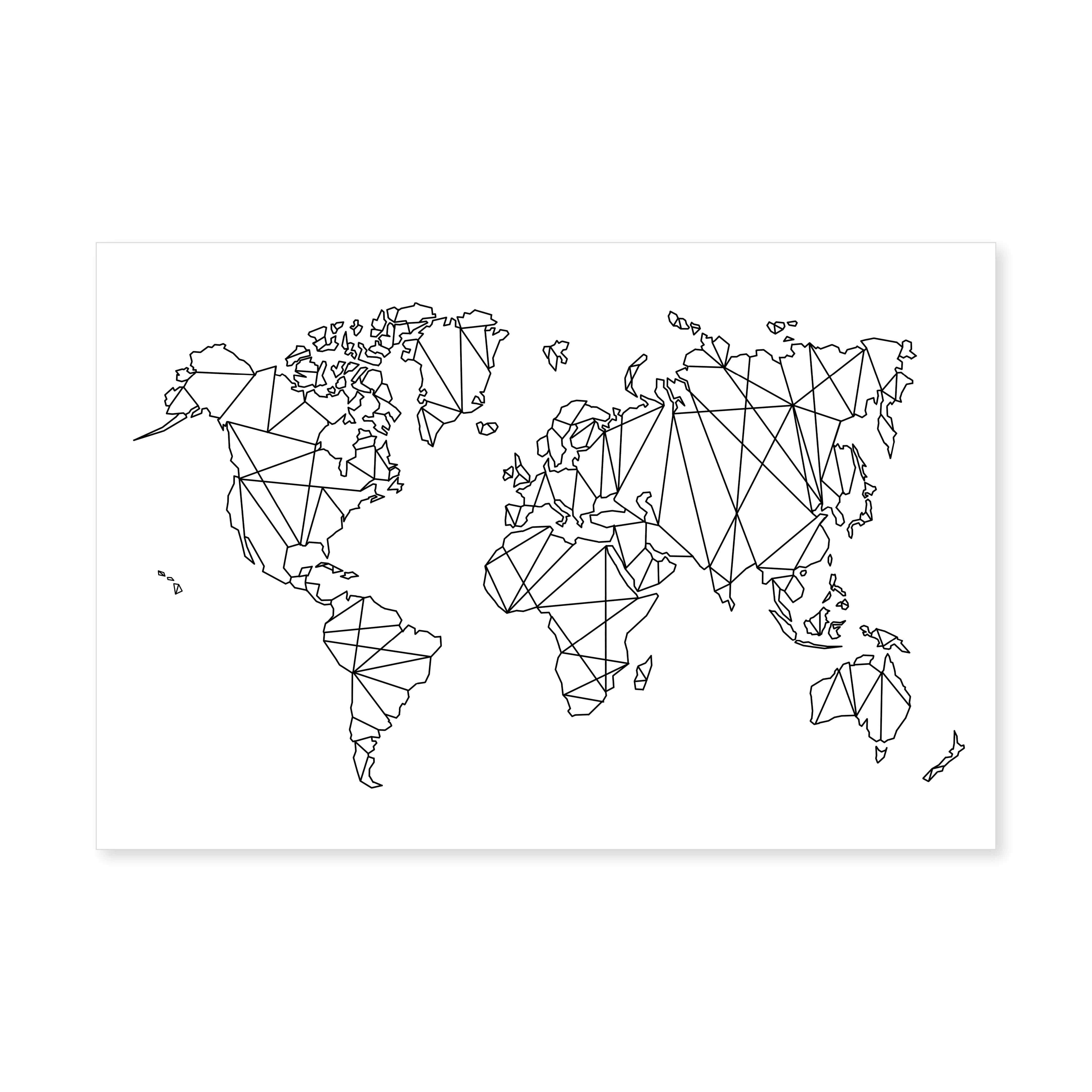 Geometric World Map Canvas Art Clock Canvas