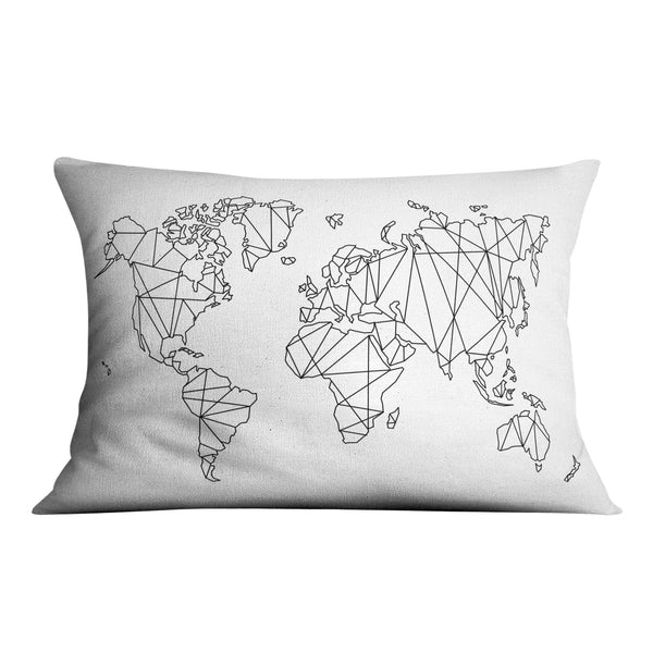Geometric World Map Cushion Cushion Cushion Landscape Clock Canvas