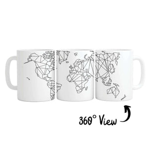 Geometric World Map Mug Mug White Clock Canvas