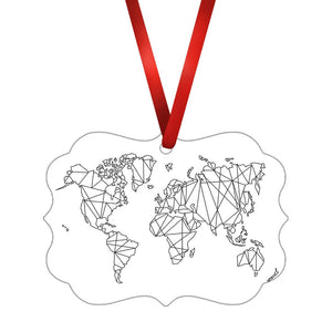 Geometric World Map Ornament Christmas Ornament Victorian 10.8 x 8cm Clock Canvas