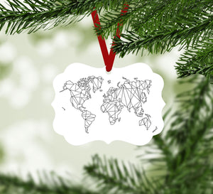 Geometric World Map Ornament Christmas Ornament Victorian 10.8 x 8cm Clock Canvas