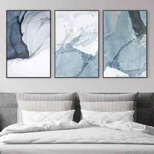 Glacier Canvas Art Set of 3 / 40 x 60cm / Unframed Canvas Print Clock Canvas