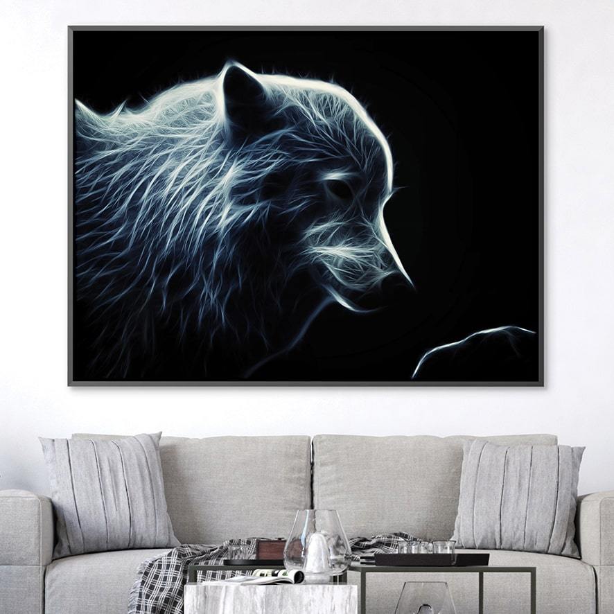 Glowing Arctic Wolf Canvas Art Clock Canvas