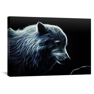 Glowing Arctic Wolf Canvas Art 45 x 30cm / Unframed Canvas Print Clock Canvas