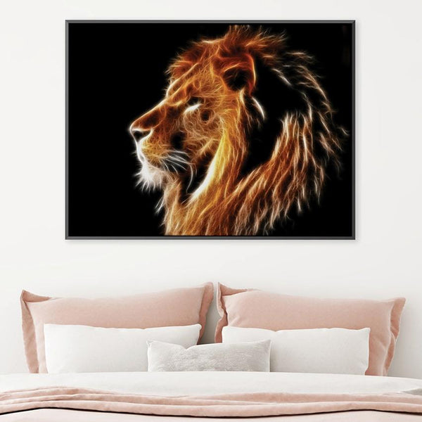 Glowing Lion Canvas Art Clock Canvas