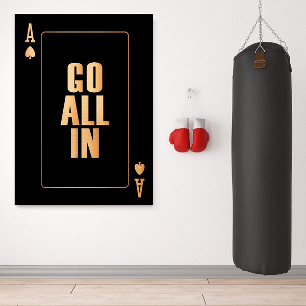 Go All In - Gold Canvas Art Clock Canvas
