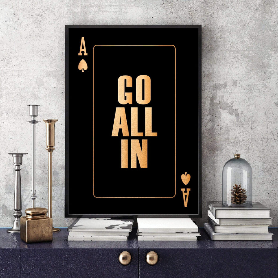 Go All In - Gold Clock Canvas
