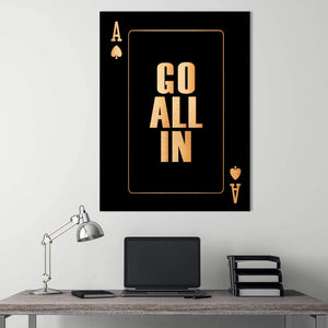 Go All In - Gold Clock Canvas